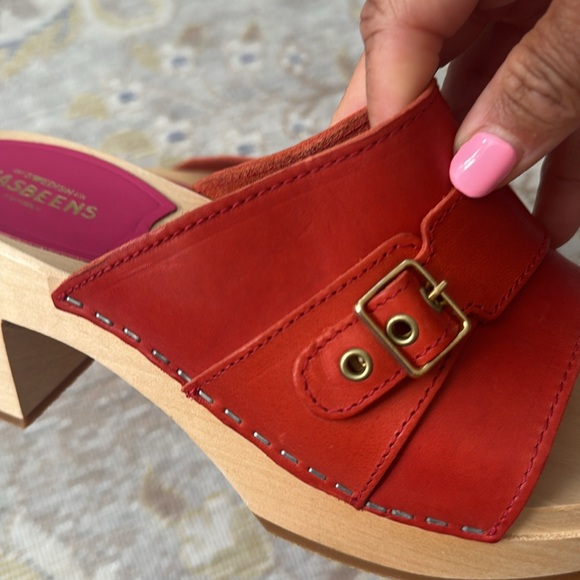 NEW Tuckernuck Swedish Hasbeens Preppy Red Slip Ins Clogs Size 38 - Picture 4 of 13